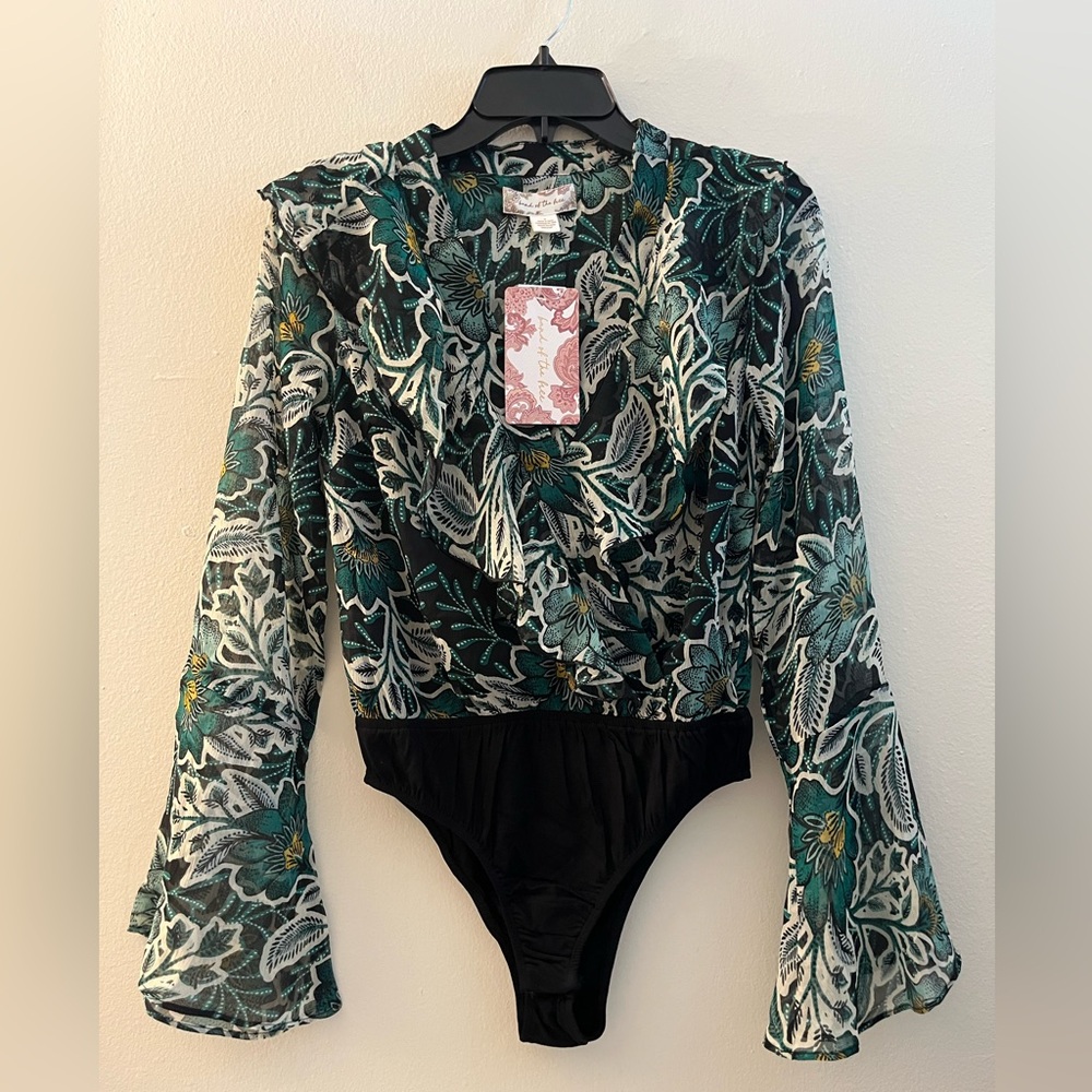 NWT Band of the Free Bonnie Emerald Floral Long Sleeve Bodysuit size S
